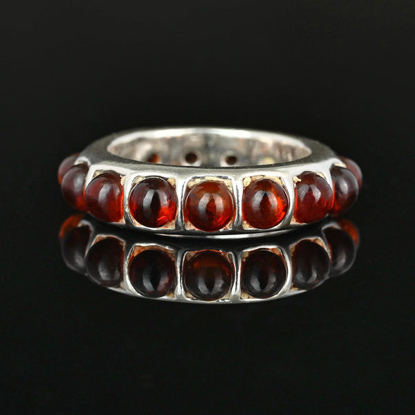 Vintage Amber Cabochon Eternity Band Ring