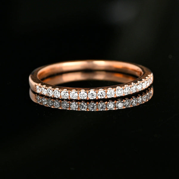 Vintage Rose Gold Half Eternity Diamond Wedding Band Ring - Boylerpf