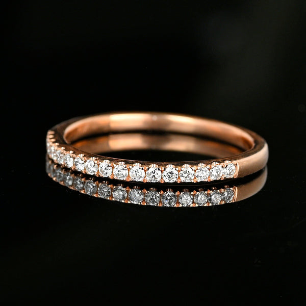 Vintage Rose Gold Half Eternity Diamond Wedding Band Ring - Boylerpf