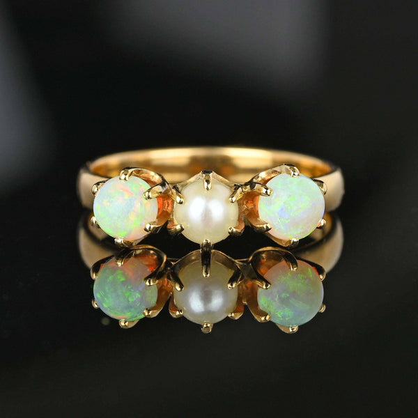 Antique Edwardian Pearl and Opal Ring in 14K Gold - Boylerpf