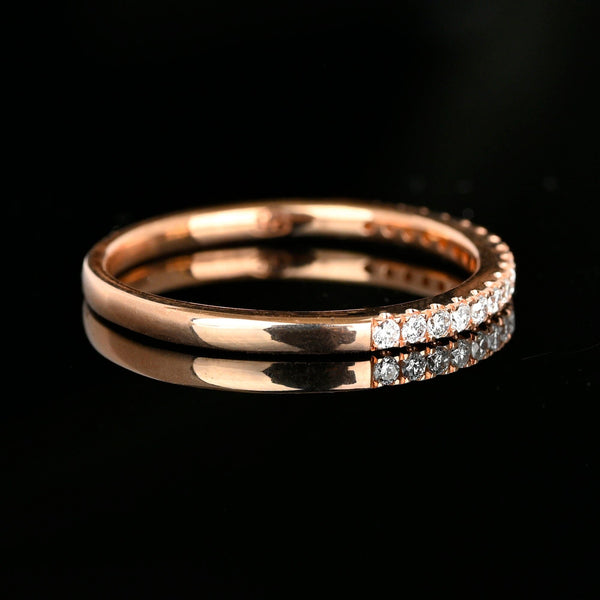 Vintage Rose Gold Half Eternity Diamond Wedding Band Ring - Boylerpf