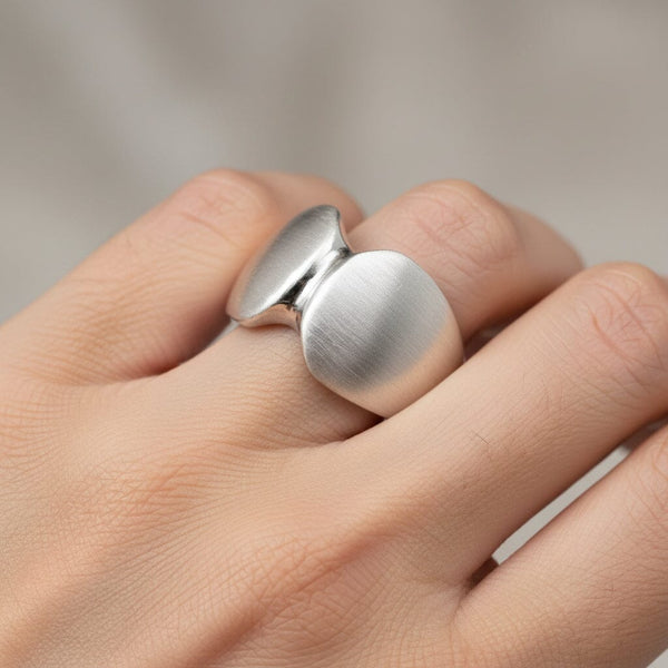 Vintage Georg Jensen Sterling Silver Modernist Wide Ring - Boylerpf