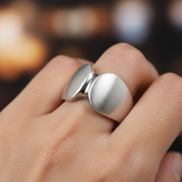 Vintage Georg Jensen Sterling Silver Modernist Wide Ring - Boylerpf