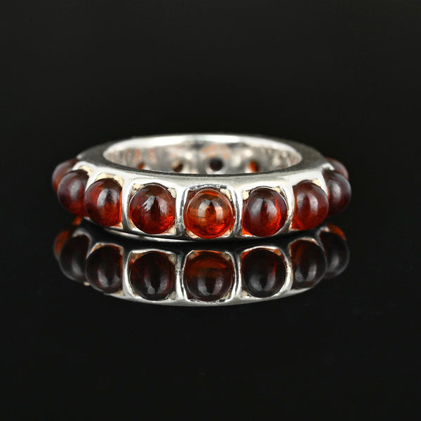 Vintage Amber Cabochon Eternity Band Ring