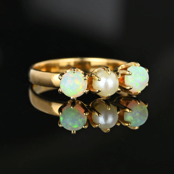 Antique Edwardian Pearl and Opal Ring in 14K Gold - Boylerpf