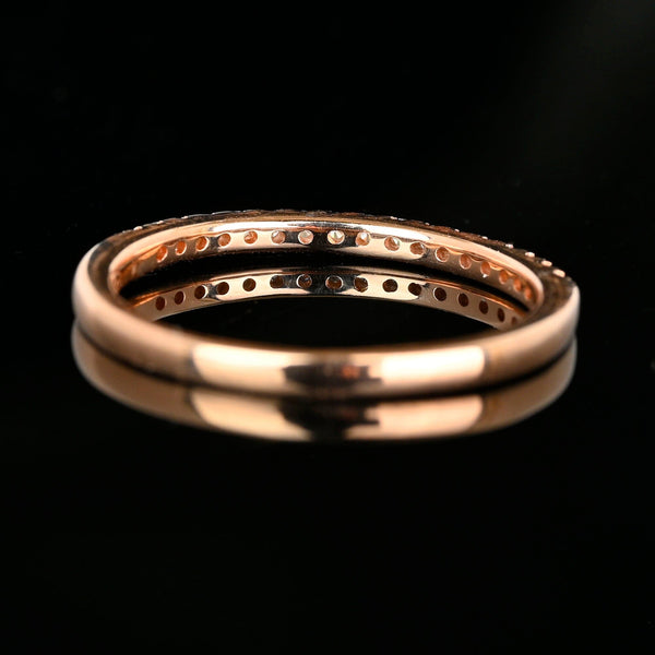 Vintage Rose Gold Half Eternity Diamond Wedding Band Ring - Boylerpf