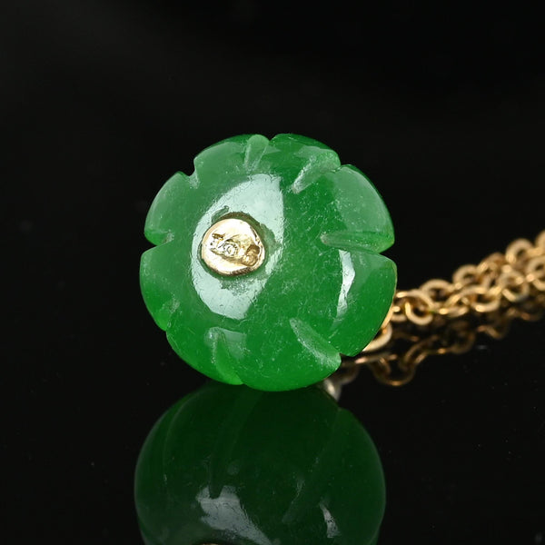 Solid Gold Leaf Carved Jade Pumpkin Charm Necklace - Boylerpf