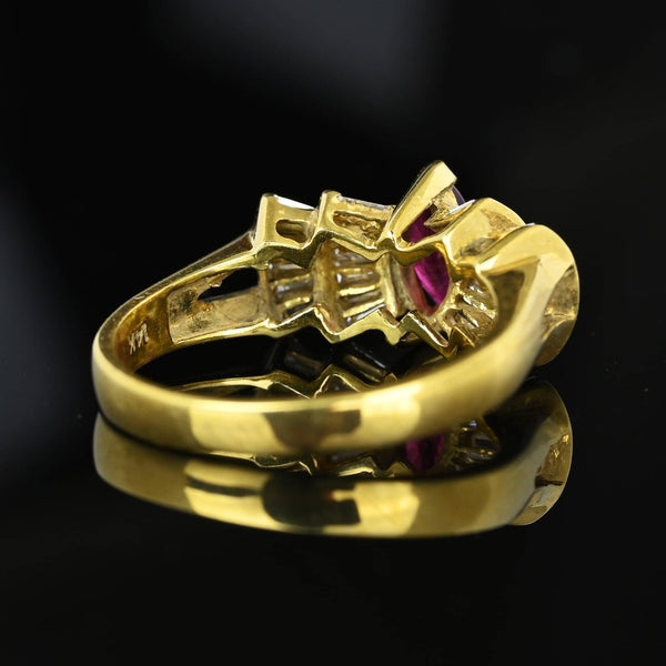 Estate 1.5 Carat Baguette Diamond Ruby Cocktail Ring in Gold - Boylerpf