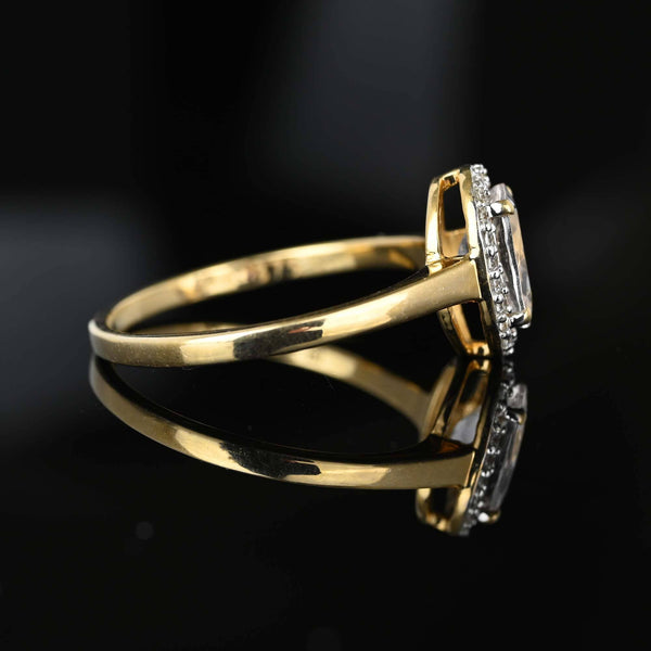 Vintage Topaz Halo Solitaire Morganite Ring in Gold - Boylerpf