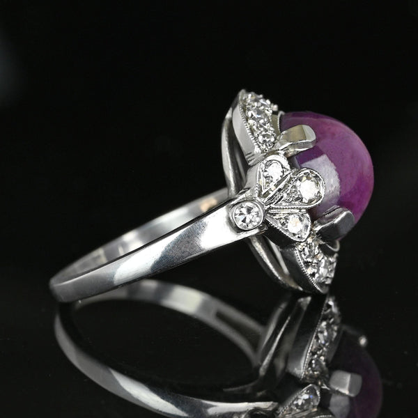 Estate Diamond Star Ruby Ring in 14K White Gold - Boylerpf
