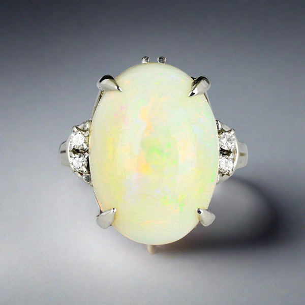 Magnificent Platinum Diamond 4.25 CTW Opal Ring - Boylerpf