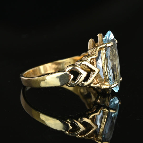 Vintage 3.75 Carat Marquise Cut Blue Topaz Ring in Gold - Boylerpf