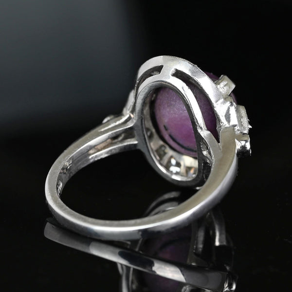 Estate Diamond Star Ruby Ring in 14K White Gold - Boylerpf