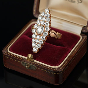 Victorian Russian 4CT Diamond Navette Ring, Antique Gold - Boylerpf
