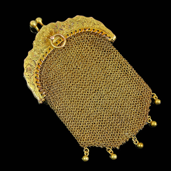 Antique 14K Gold Ruby and Diamond Coin Purse Pendant