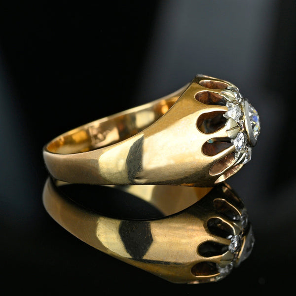 Antique Diamond Cluster Ring 14K Gold Platinum .82 CT