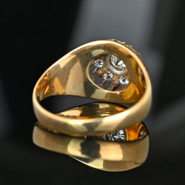 Antique Diamond Cluster Ring 14K Gold Platinum .82 CT