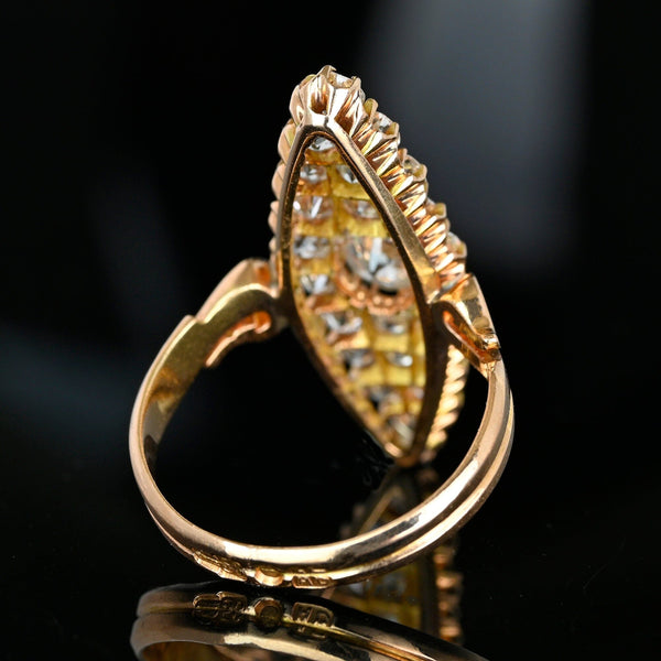 Victorian Russian 4CT Diamond Navette Ring, Antique Gold - Boylerpf