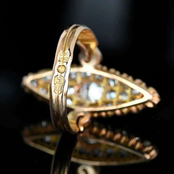Victorian Russian 4CT Diamond Navette Ring, Antique Gold - Boylerpf
