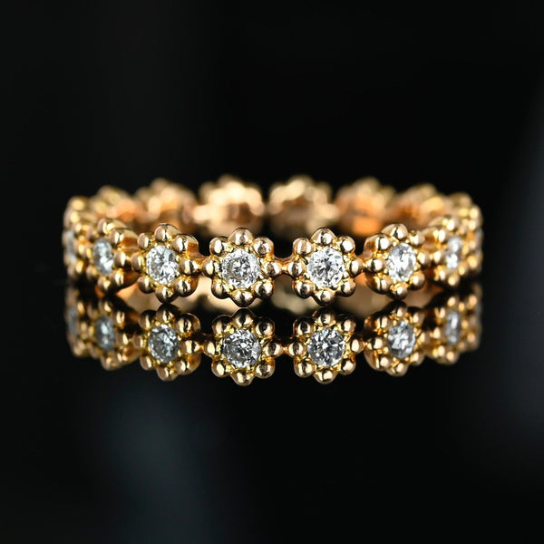 Cartier Vintage Diamond Eternity Ring 18K Gold Floral - Boylerpf