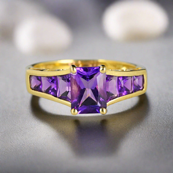 Vintage 14K Gold Amethyst Cocktail Ring - Boylerpf