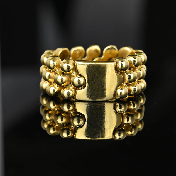 Flexible Link 14K Gold Buckle Caviar Ring Band - Boylerpf