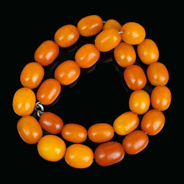 Art Deco Baltic Butterscotch Egg Yolk Amber Bead Necklace