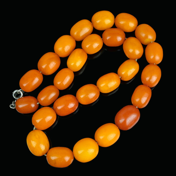 Art Deco Baltic Butterscotch Egg Yolk Amber Bead Necklace
