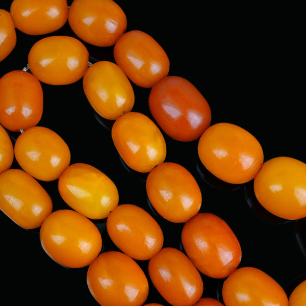 Art Deco Baltic Butterscotch Egg Yolk Amber Bead Necklace