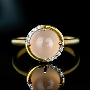 Vintage Gold Diamond and Pink Chalcedony Ring - Boylerpf