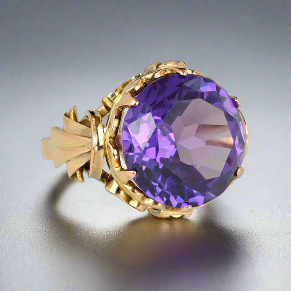 Retro 14K Gold Color Change Purple Sapphire Ring - Boylerpf