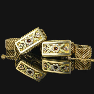 Antique Victorian Garnet Garter Wedding Bracelet Set - Boylerpf