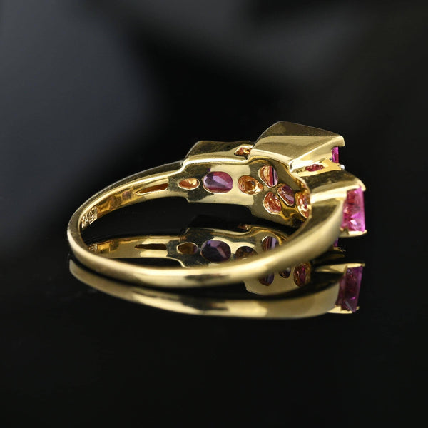 Vintage Diamond Cushion Cut Pink Sapphire Ring in 10K Gold - Boylerpf