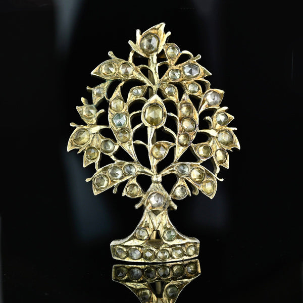 Georgian Tree Of Life Rose Cut Zircon Jargoon Brooch - Boylerpf
