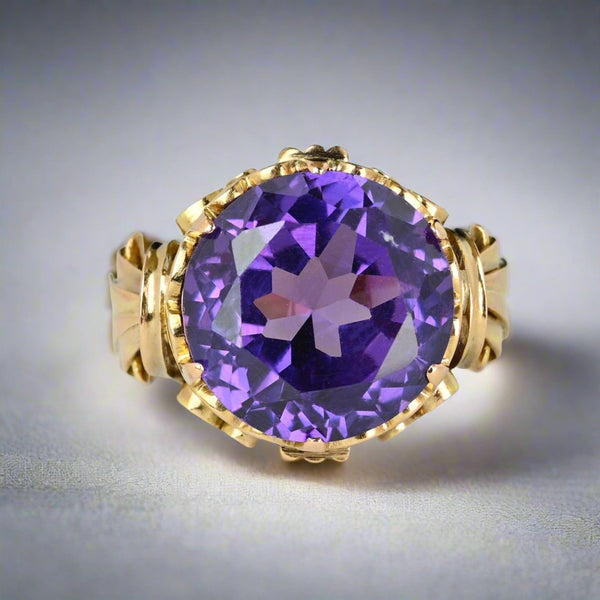 Retro 14K Gold Color Change Purple Sapphire Ring - Boylerpf