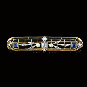 Krementz 14K Gold Platinum Diamond Sapphire Brooch | Boylerpf