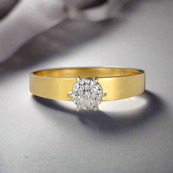 Fine 14K Gold Band Diamond Daisy Cluster Engagement Ring - Boylerpf