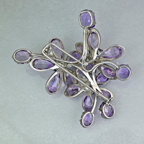 Antique Art Deco Amethyst Brooch | Sterling Silver