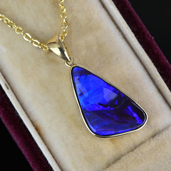Vintage 18K Gold Free Form Boulder Opal Pendant - Boylerpf