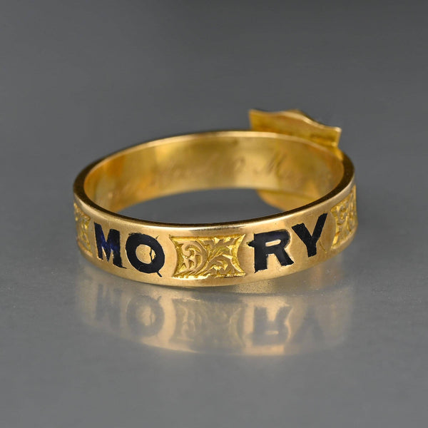 Antique Victorian Enamel In Memory Of Mourning Ring Band - Boylerpf