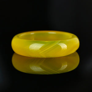 Natural Yellow Banded Agate Donut Ring Band - Boylerpf