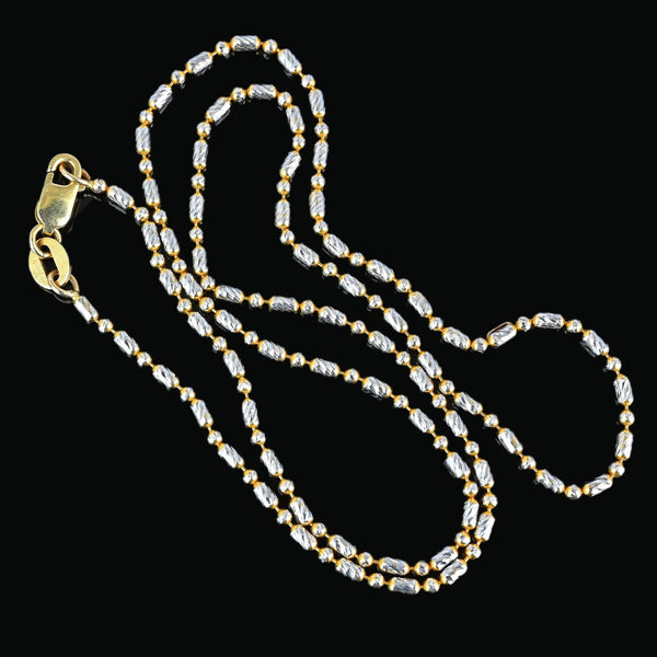 Solid Two Tone 14K Gold Dot Dash Chain Necklace - Boylerpf