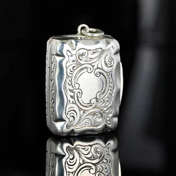 Antique Victorian Silver Vinaigrette Locket Pendant 1856 - Boylerpf