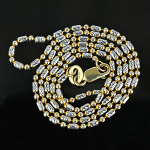 Solid Two Tone 14K Gold Dot Dash Chain Necklace - Boylerpf