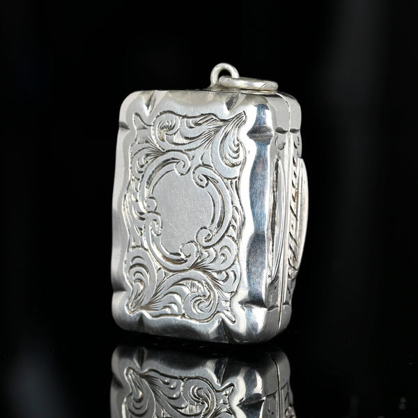 Antique Victorian Silver Vinaigrette Locket Pendant 1856 - Boylerpf