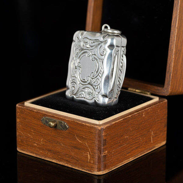 Antique Victorian Silver Vinaigrette Locket Pendant 1856 - Boylerpf