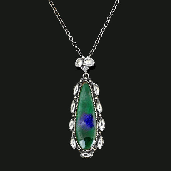 Arts & Crafts Peacock Enamel Pendant Necklace