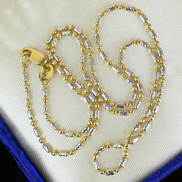 Solid Two Tone 14K Gold Dot Dash Chain Necklace - Boylerpf