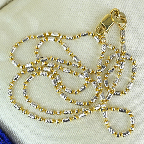 Solid Two Tone 14K Gold Dot Dash Chain Necklace - Boylerpf