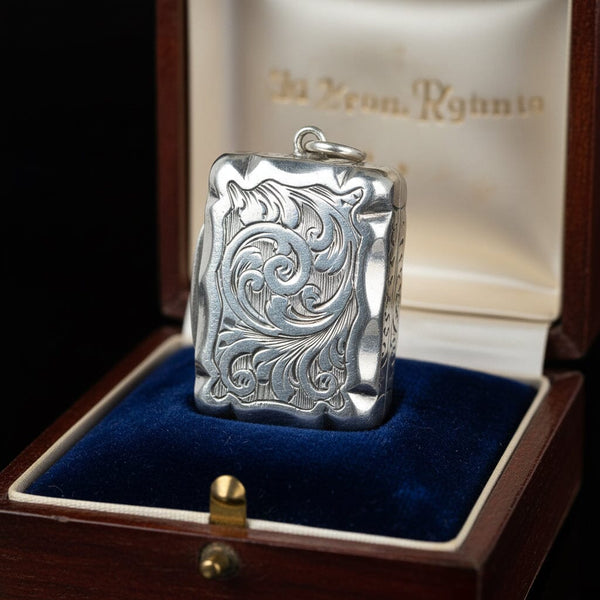 Antique Victorian Silver Vinaigrette Locket Pendant 1856 - Boylerpf